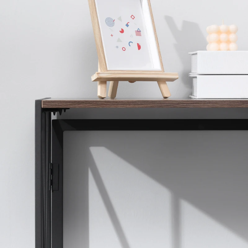 HOMCOM Tavolo Consolle da Ingresso Stile Industriale Pieghevole in Legno e Metallo, 100x38x80cm, Marrone