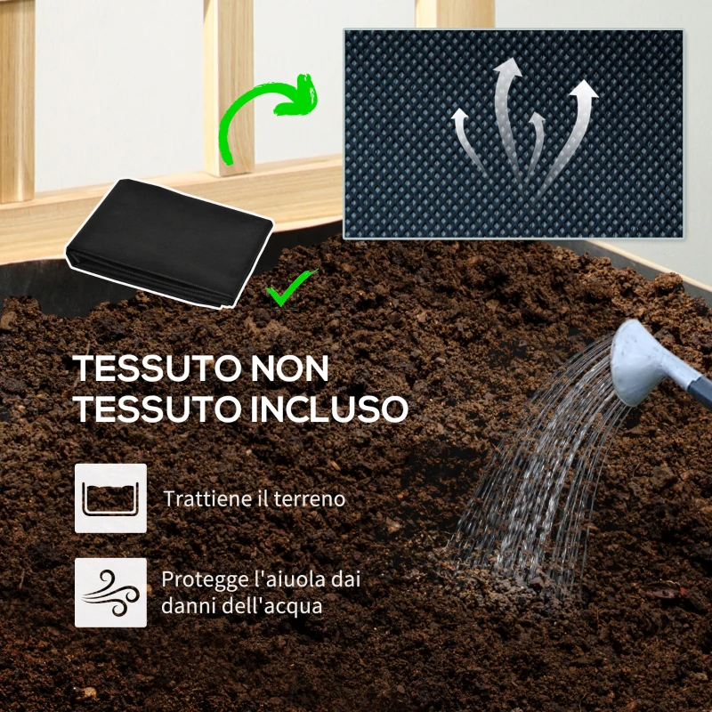 Outsunny Fioriera da Esterno in Legno di Abete con Grigliato e Fori di Drenaggio, 90x43x150 cm