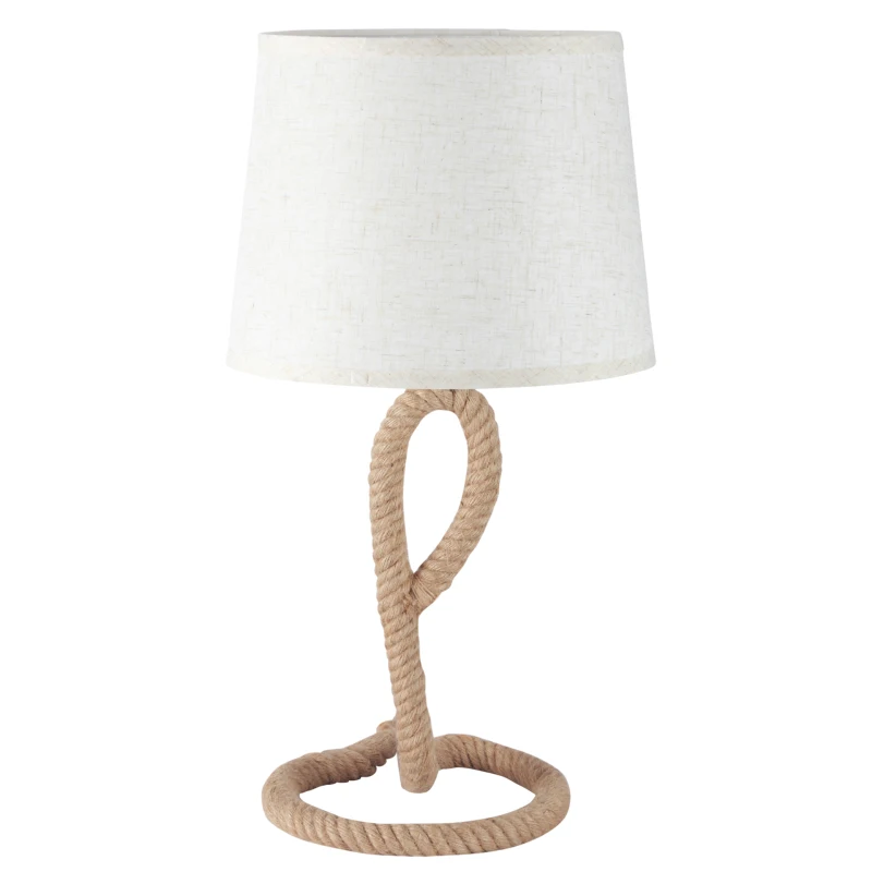 HOMCOM Lampada da Tavolo Stile Marinaro in Corda e Tessuto, Attacco E27, Ф30x56cm - Bianco