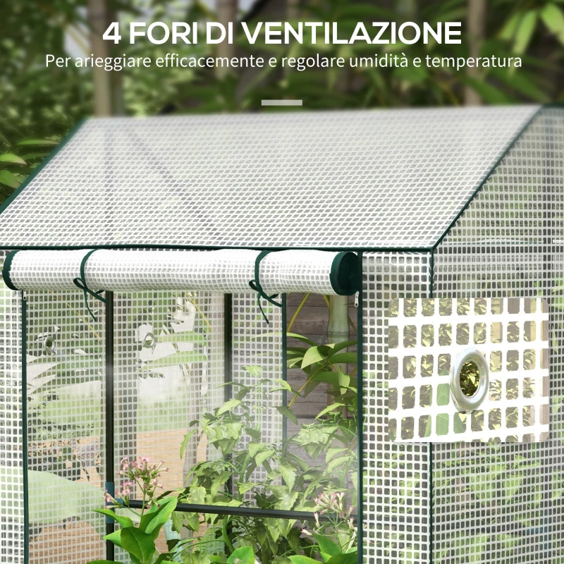 Outsunny Serra da Giardino con Copertura in PE, 2 Zone Separate e Porte Avvolgibili, 100x80x150cm