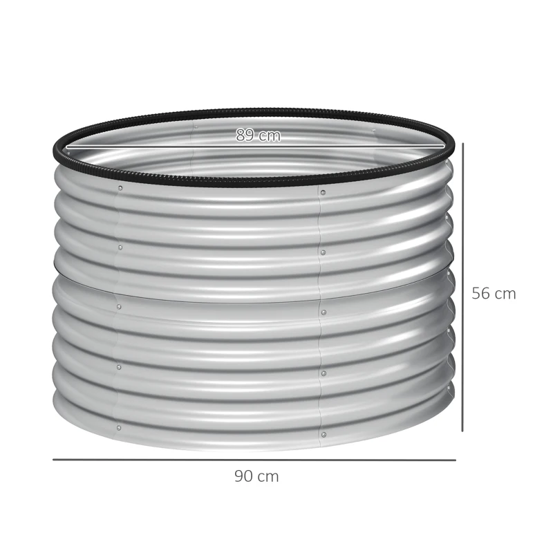 Outsunny Lot de 2 jardinières surélevées kit de jardinière ronde surélevée fonds ouverts acier galvanisé 90 x 90 x 56 cm argent