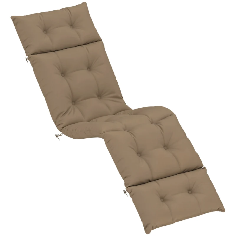 Outsunny Sun Lounger Cushions Only, 190x56x10cm Garden Lounge Chair Cushions, UPF20+ 220gsm Fabric, Thick Sunbed Replacement Pads with 6 Ties, Khaki