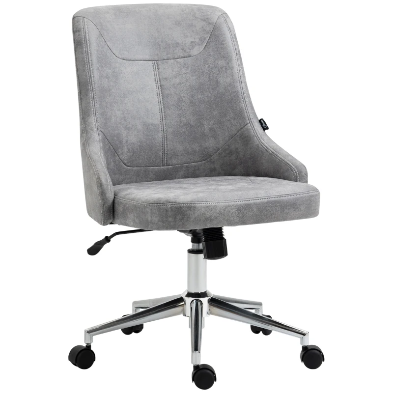 Vinsetto Sedia da Ufficio Regolabile in Altezza con Funzione Girevole e Inclinabile a 360°, 56x63x85-95 cm, Grigio
