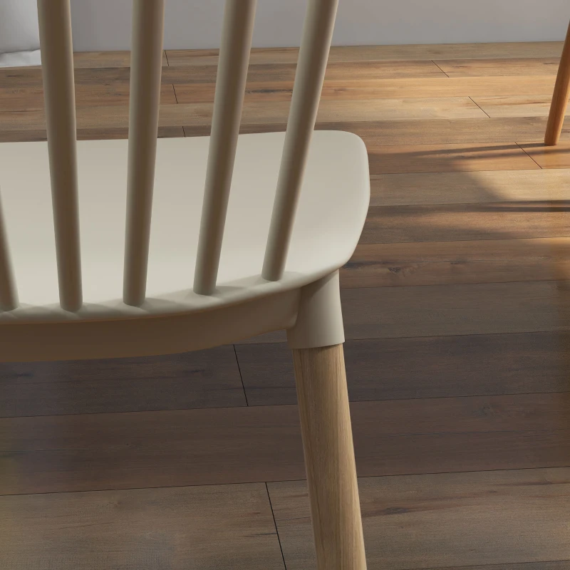 HOMCOM Juego de 4 Sillas de Comedor Estilo Nórdico con Respaldo de Polipropileno y Patas de Madera 48x52,5x83 cm Natural
