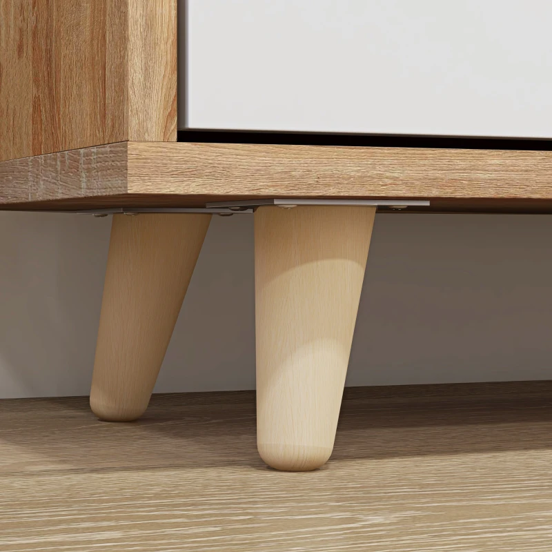 HOMCOM Meuble à chaussures 3 abattants avec étagère réglable, 72L x 24P x 119H cm, naturel et blanc