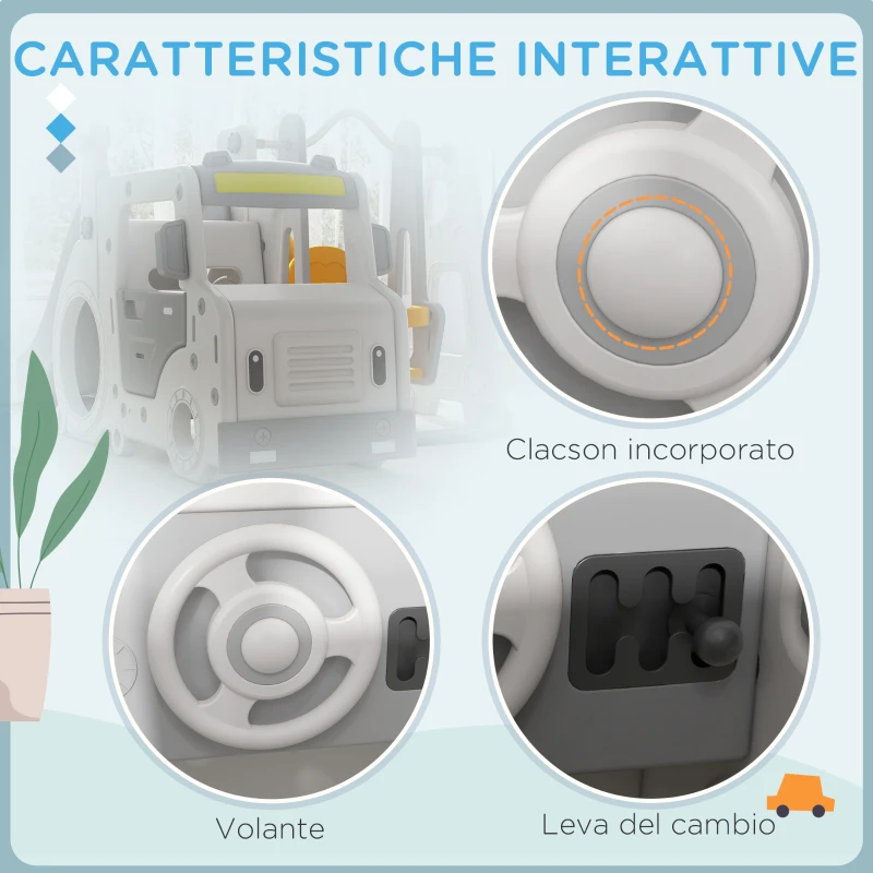 AIYAPLAY Set Scivolo per Bambini 18-48 Mesi con Altalena, Macchinina e Canestro, 201x151x87.5cm, Bianco