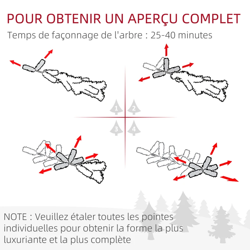 HOMCOM Sapin de Noël artificiel lumineux 703 branches 250 LED 30 pommes de pin support pied pliable hauteur 180 cm Ø 80 vert