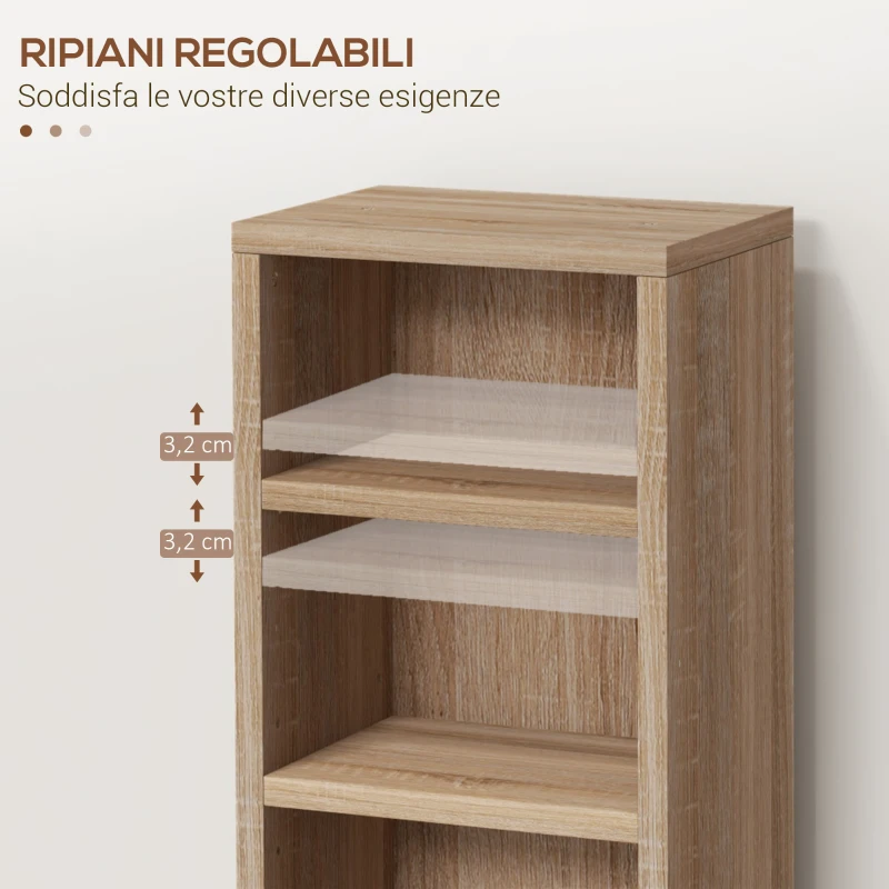 HOMCOM Set di 2 Scaffali Porta CD con Mensole Regolabili per 204 CD, 21x22.5x88.5 cm, Colore Legno