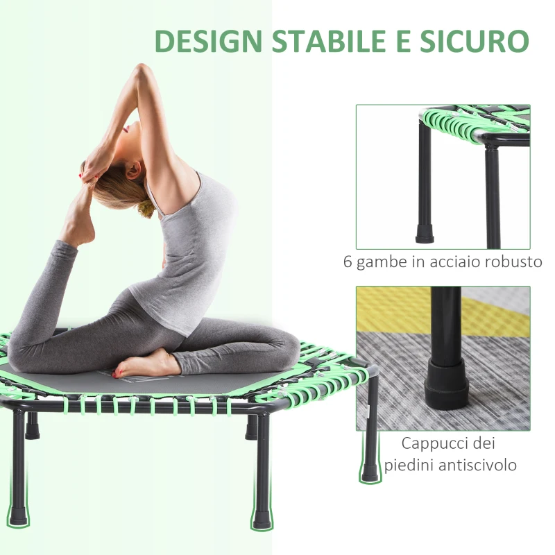 HOMCOM Trampolino Elastico 106cm per Adulti e Bambini in Acciaio - Per Interni, Esterni, Casa, Palestra - Carico: 100Kg