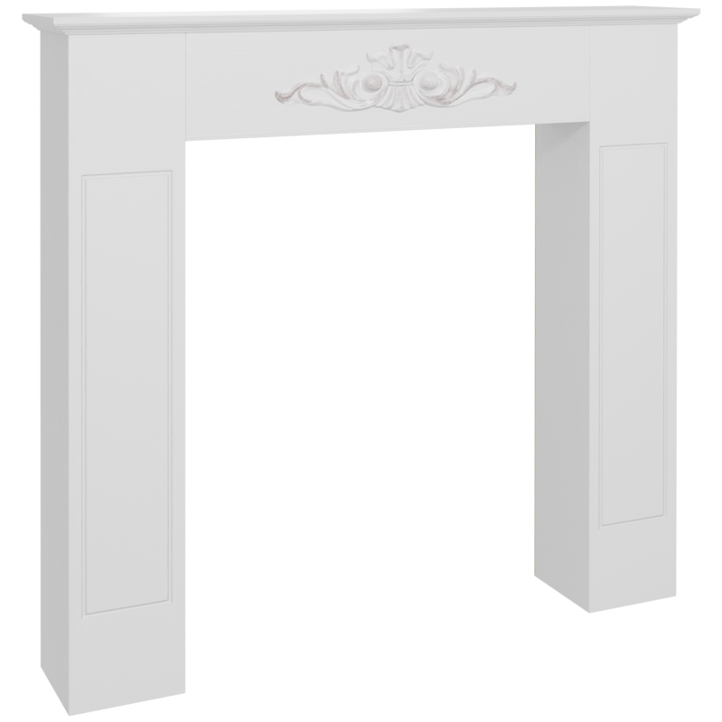 HOMCOM Manteau de cheminée encadrement cadre décoratif pour cheminée électrique 101 x 19 x 100 cm bois blanc