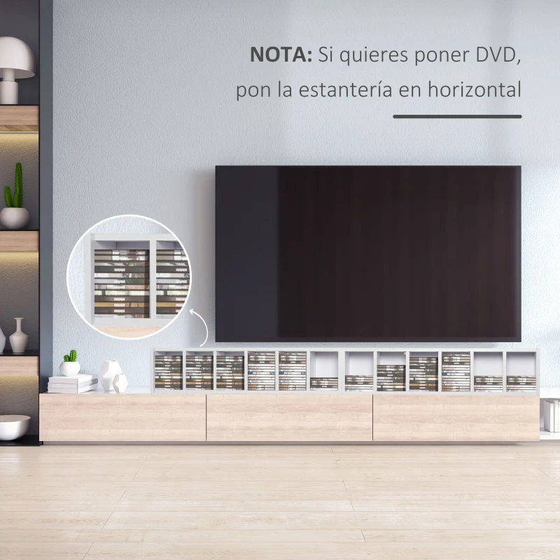 HOMCOM 2 Estanterías para CD o DVD con 12 Compartimentos para 204 CD's y Estante Ajustable 21x22,5x88,5 cm Blanco
