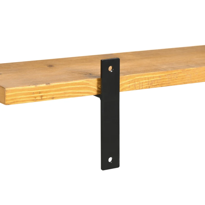 HOMCOM Juego de 2 Estantes de Pared de Madera Estanterías Flotantes para Salón Pasillo Cocina Dormitorio 90x15x2,5 cm Marrón