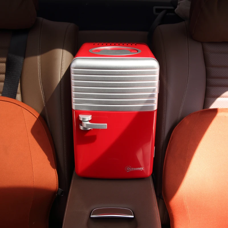 Outsunny Mini réfrigérateur 6L 8 canettes 330ml AC 240V DC 12V petit réfrigérateur portable refroidit et réchauffe