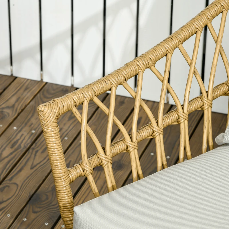 Outsunny Salon de jardin 4 pièces en résine tressée canapé 2 places + 2 fauteuils + 1 table basse sable et crème