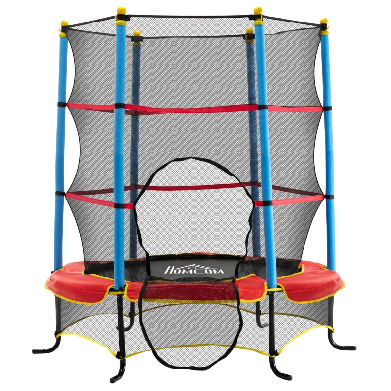 HOMCOM Trampolino Elastico per Bambini 3-6 Anni con Pali Imbottiti, in Acciaio, PP e Poliestere, Ø175x163 cm