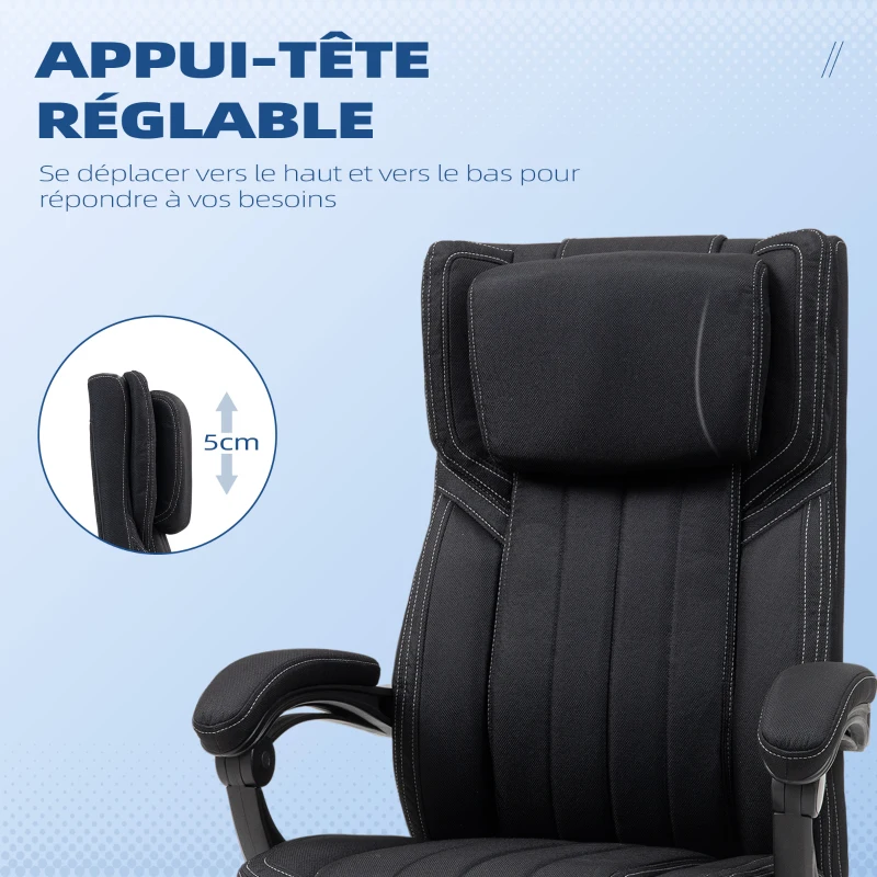 Vinsetto Chaise de bureau siège pivotant dossier inclinable hauteur réglable 65 x 61 x 105-113 cm noir