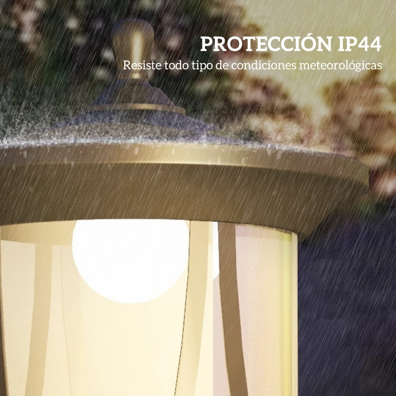 Outsunny Farola con Luz Solar de Exterior con Panel Solar Encendido y Apagado Automático  IP44 17x17x127 cm Negro