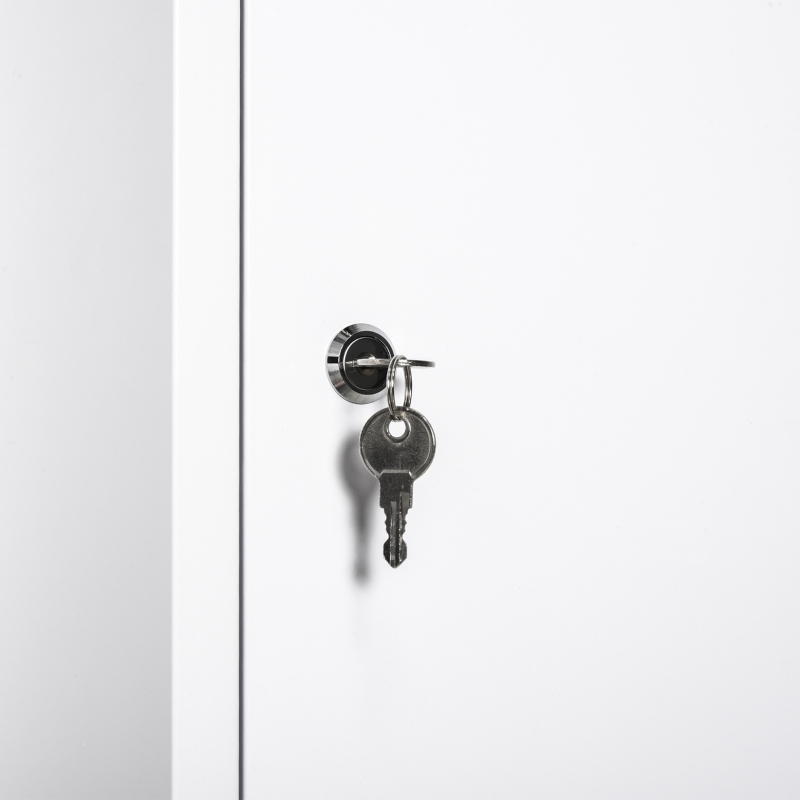 kleankin Armadietto Medicinali a 3 Livelli in Acciaio con 2 Chiavi e Montaggio a Parete, 40x18x60 cm, Bianco