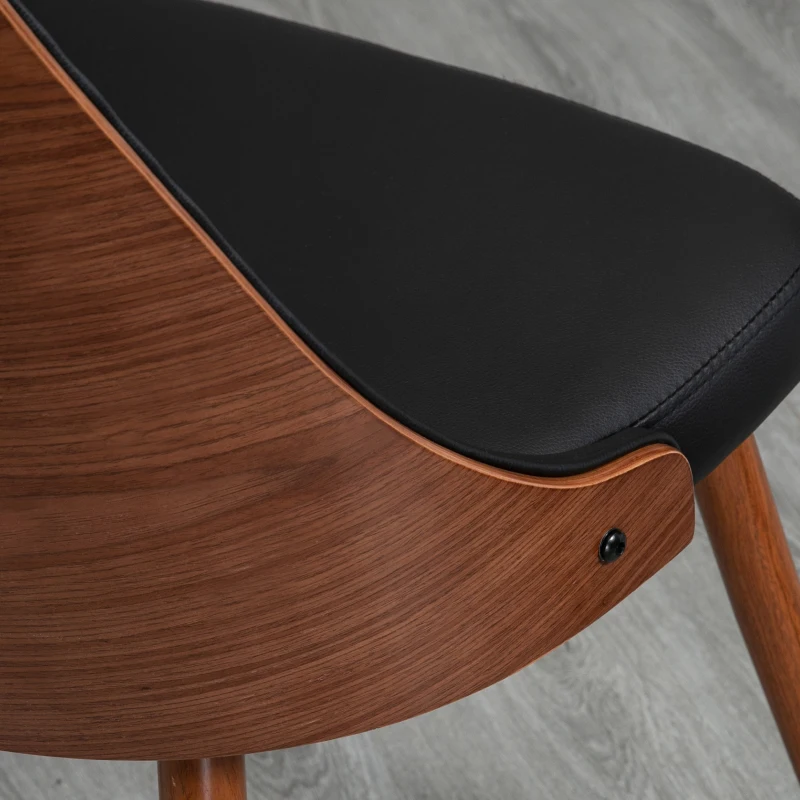 HOMCOM Set de 2 Sillas de Comedor Modernas con Asiento Tapizado en Cuero Sintético y Patas de Acero 50,5x59x82 cm Negro