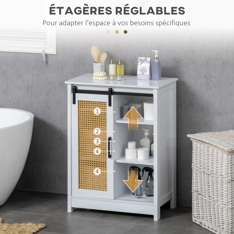 kleankin Ensemble de Meuble murale de salle de bain et Meuble de salle de bain sur pied - porte coulissante à galandage