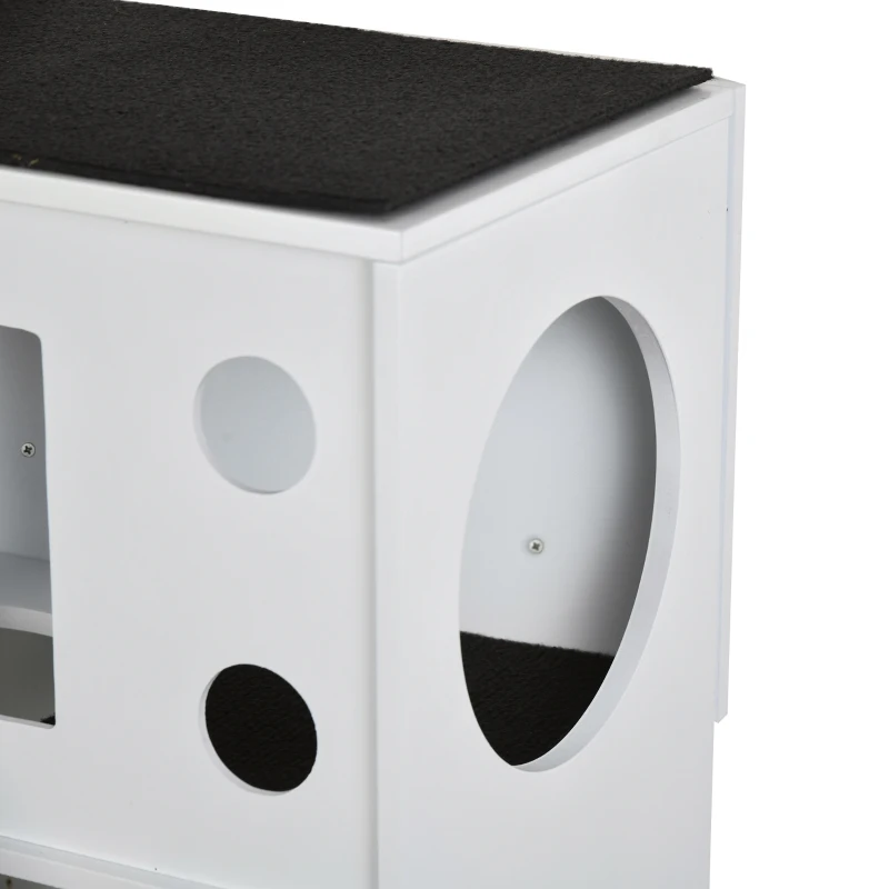 PawHut Juego de Escalada para Gatos de Pared de 3 Piezas con Caseta Plataformas Hamaca y Poste de Sisal Blanco