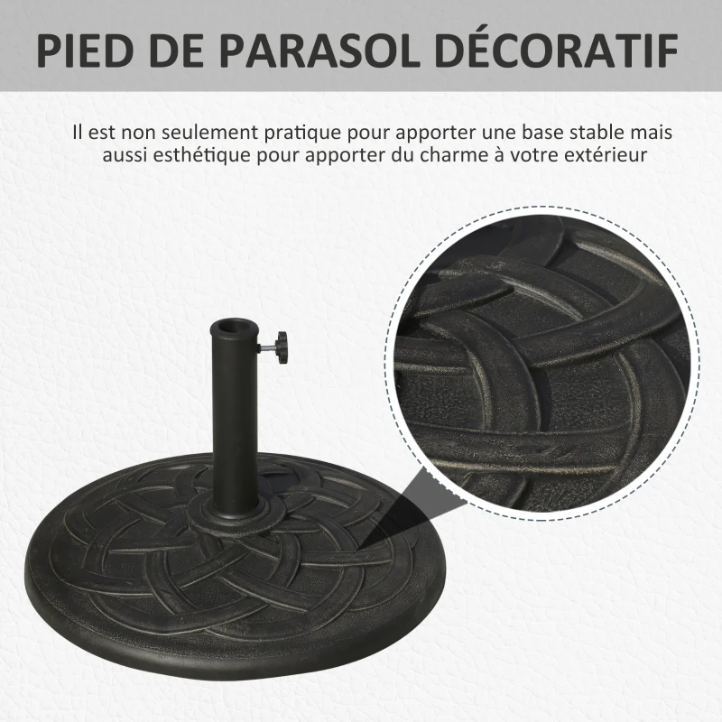Outsunny Pied de Parasol Base de lestage de Parasol Rond résine Imitation Fonte Motif Rosace diamètre 54,5 cm Poids Net 19 Kg