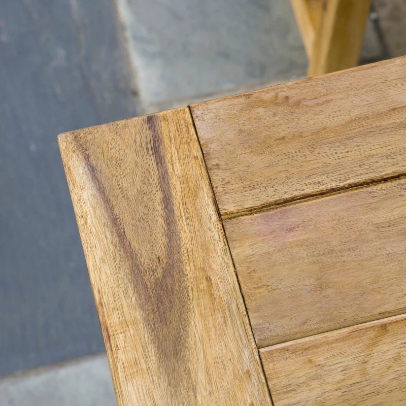 Outsunny 3 Pieces Picnic Bench Set with Table and 2 Benches, Acacia wood Dining Trestle Beer Table and Seat,  Natural Wood Finish