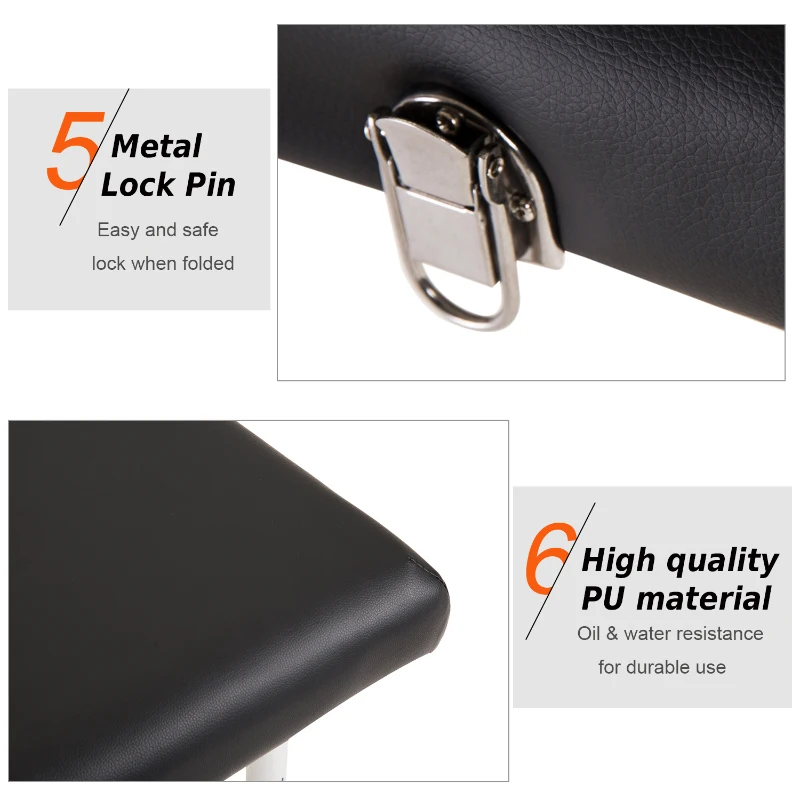 HOMCOM 2 Section Portable Foldable Lightweight Aluminium Massage Table Couch Beauty Bed with FREE Carry Bag Black