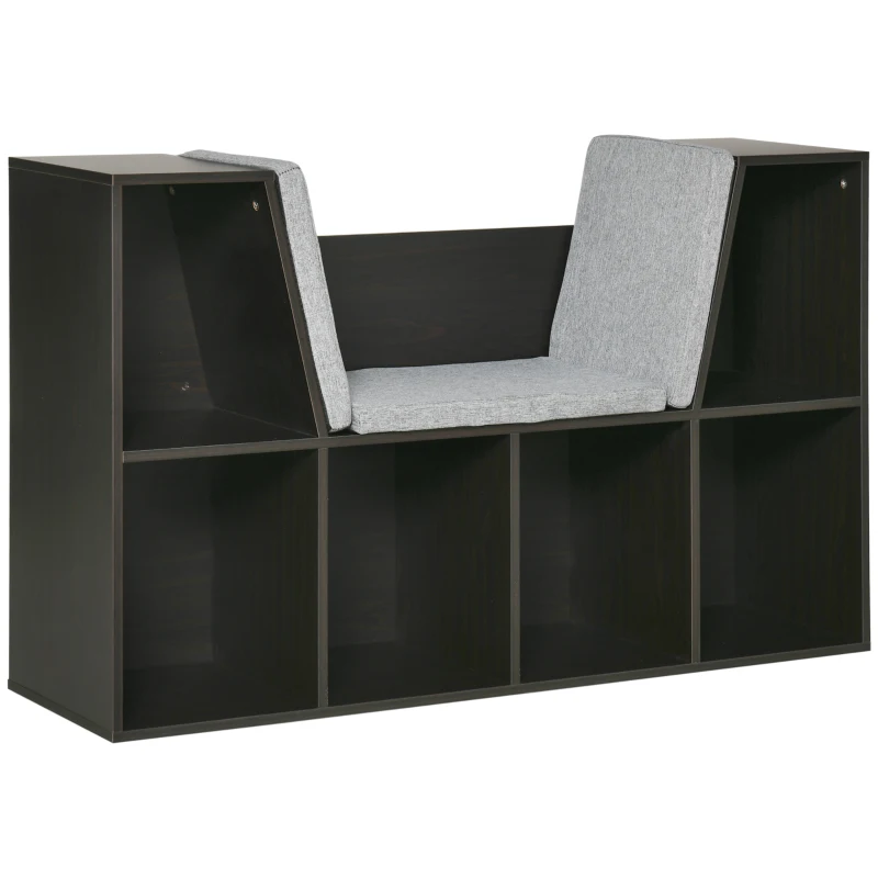 HOMCOM Kids Bookcase Shelf Storage Cabinet Unit, Living Room Sideboard w/ Six Compartments for Toys, Books - Brown