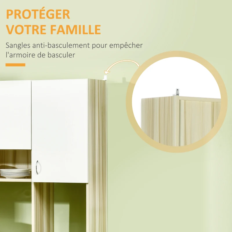 HOMCOM Buffet de cuisine armoire de cuisine contemporaine -armoire de rangement- buffet haut - 5 portes, 1 tiroir, 3 niches - 102 x 48 x 180 cm