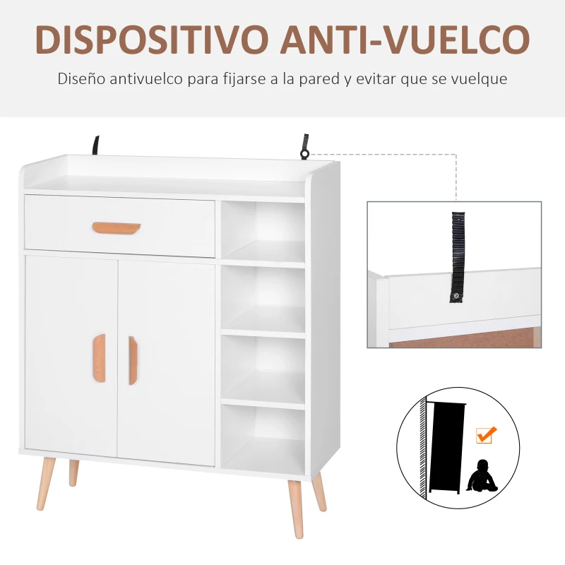 HOMCOM Aparador Buffet Armario Gabinete Consola Mueble Multiusos de Comedor Salón Baño Pasillo 80x29.5x96cm