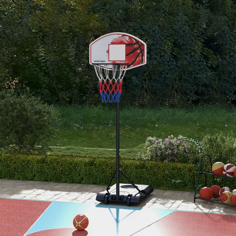 SPORTNOW Adjustable Basketball Stand Net System, with Wheels, Enlarged Base, PE, Backboard, 179-209cm