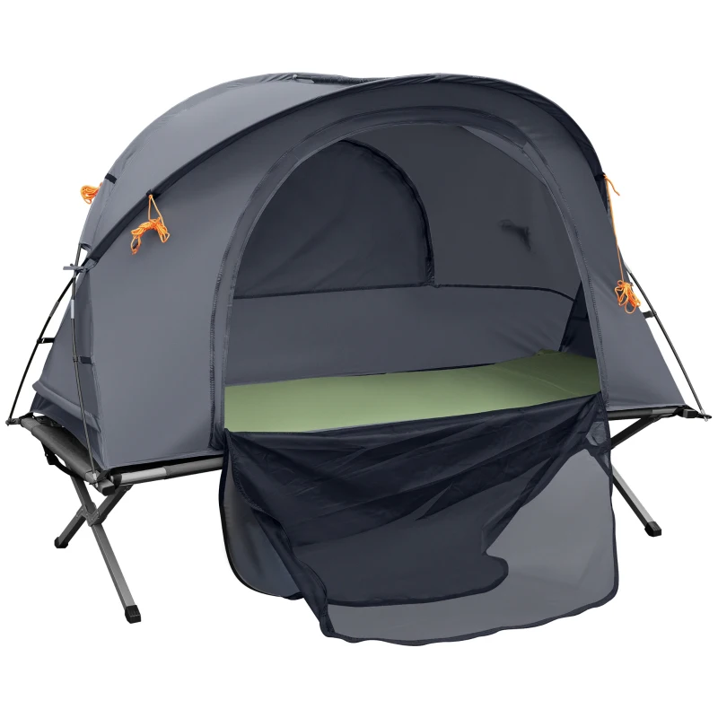 Outsunny Ensemble tente de camping 3 en 1 avec lit de camp 1 personne, tente et 1 matelas gonflable - sac de transport inclus
