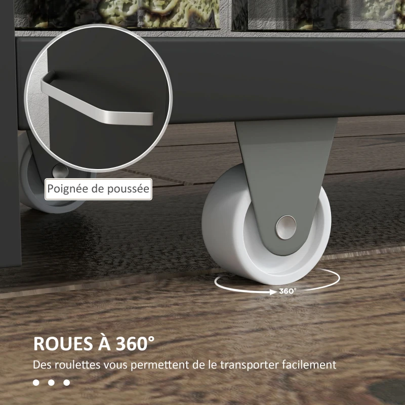 kleankin Chariot de rangement à 3 niveaux chariot de stockage étagère sur roulettes avec poignée - 48 x 15 x 80 cm noir