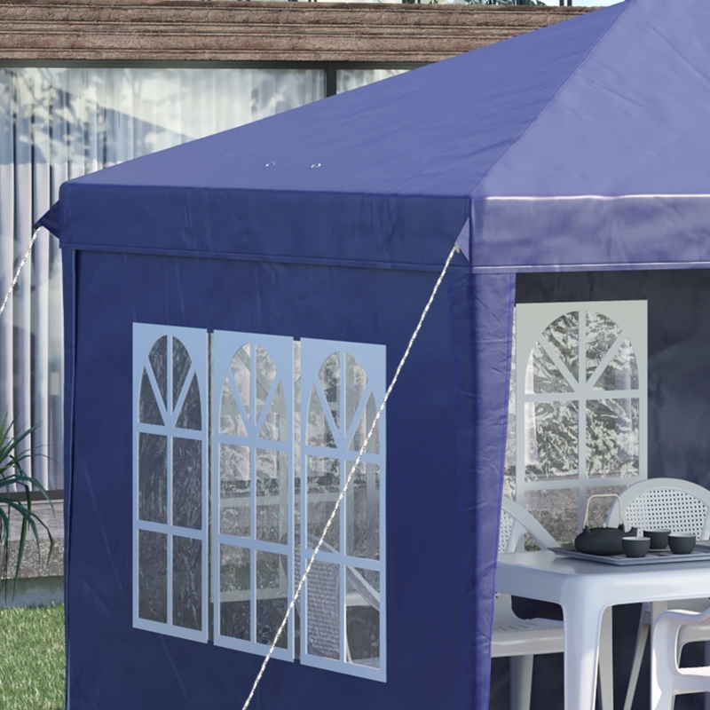 Outsunny Tonnelle pop-up pliante - tente de réception - 3 x 6 m 3 cotés démontables bleu