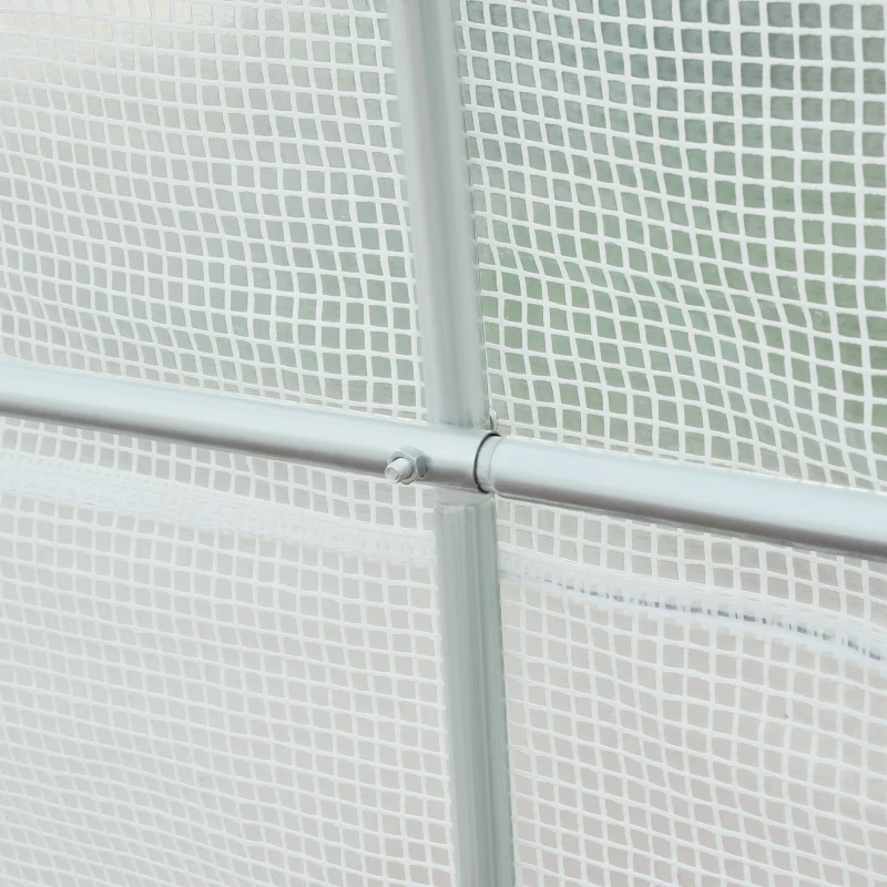 Outsunny Invernadero de Túnel con Puerta Enrollable y 6 Ventanas para Cultivo Plantas Verduras 445x200x200 cm Blanco