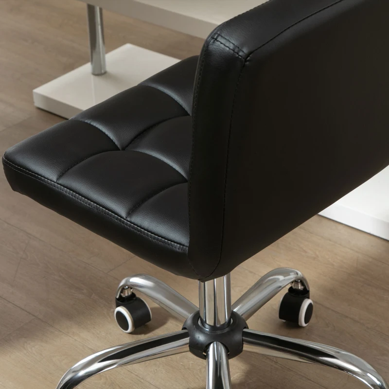Vinsetto Chaise de bureau design contemporain pivotante 360° ergonomique hauteur réglable dossier assise capitonnés revêtement synthétique 52,5 x 54 x 93 cm noir