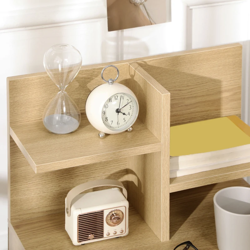 HOMCOM Table de chevet table de nuit avec tiroir, niche et étagères de rangement effet bois 45 x 35 x 73 cm naturel