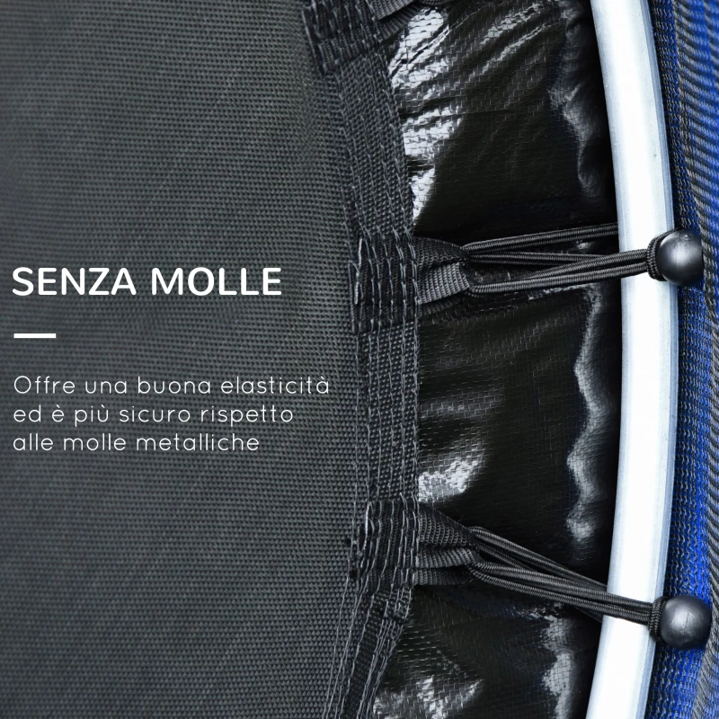 HOMCOM Trampolino Elastico per Bambini da 3 Anni Ø140cm con Rete di Protezione e Corde Bungee, Blu