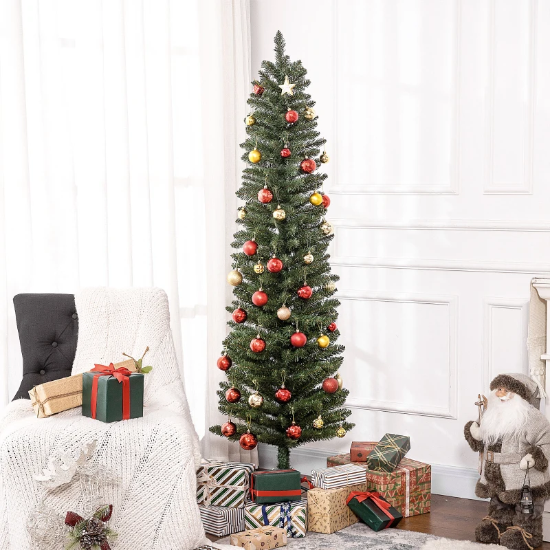 HOMCOM 6ft Artificial Bare Pencil Christmas Tree - Green