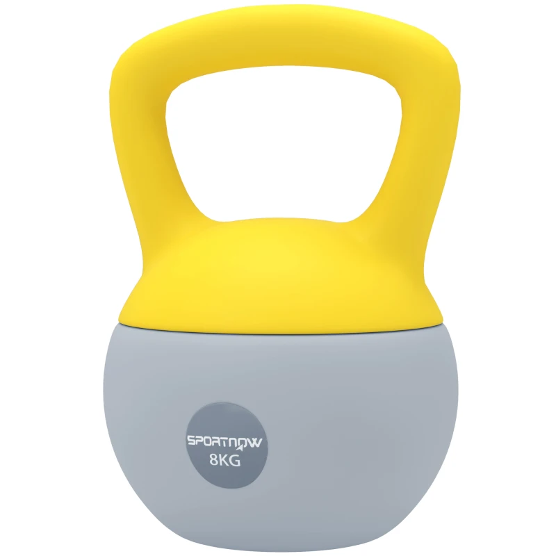 SPORTNOW 8KG Soft Kettlebell, Kettlebell with Non-Slip Handle for Home Gym, Weight Lifting, Strength Training, Yellow/Grey