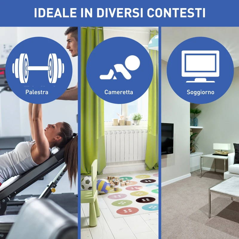 HOMCOM Tappeto Puzzle Gioco per Bambini Cameretta 32 Pezzi in EVA Morbido Ecologico Atossico Blu 63×63cm