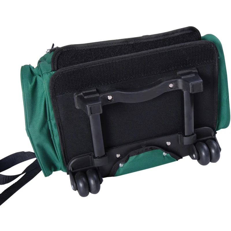 PawHut Trasportino Zaino 2 in 1 per Cani e Gatti con Tasche Laterali, Maniglia Telescopica e Ruote, 42x25x55cm, Verde