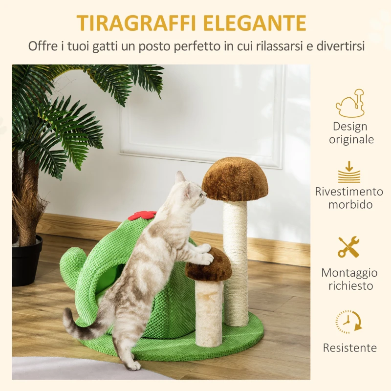 PawHut Cuccia Tiragraffi a Forma di Cactus per Gatti Fino 4.5kg, 54x54x52cm - Multicolore