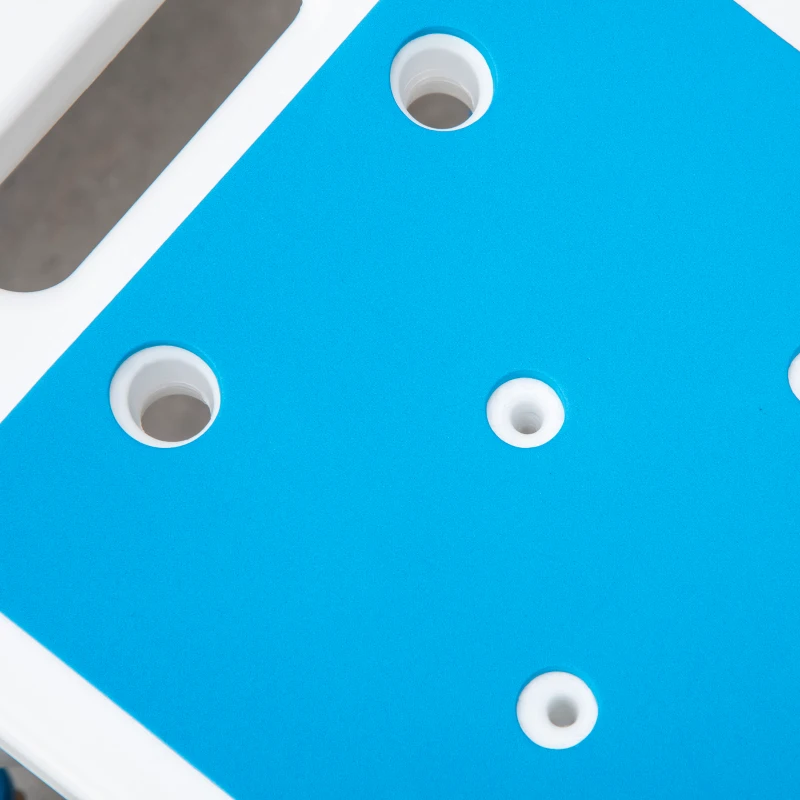 HOMCOM Sgabello per Doccia in Alluminio con Altezza Regolabile e Piedini Antiscivolo a Ventosa, Blu