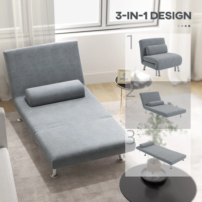 HOMCOM Adjustable Back Futon Sofa Chair - Grey(m-4)