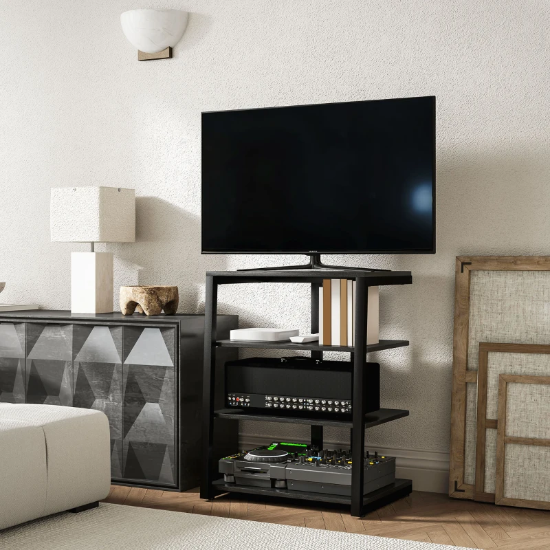 HOMCOM HiFi Stand, with Four Storage Shelves - Black