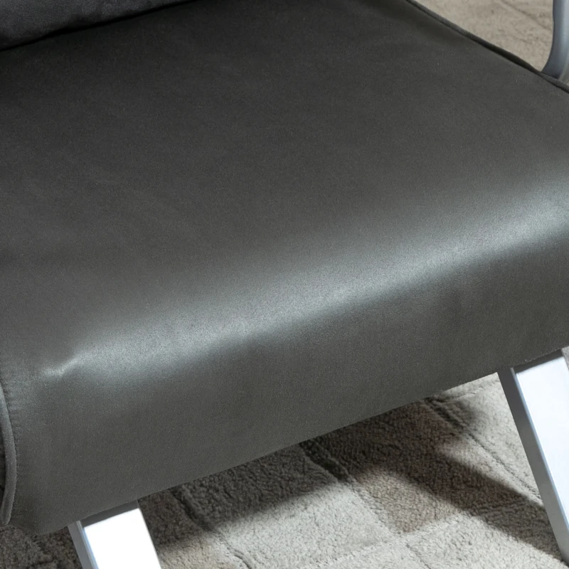 HOMCOM Fauteuil chauffeuse canapé-lit Convertible 1 Place déhoussable Grand Confort Coussin Pieds accoudoirs métal suède Gris