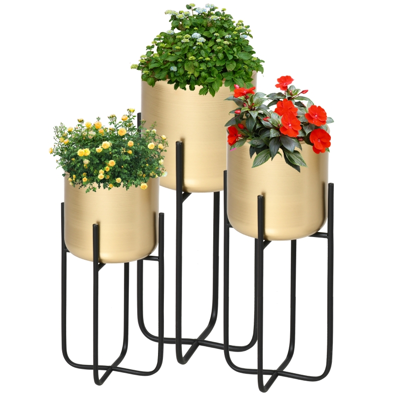 Confezione da 5 supporti in metallo per piante da esterno e da interno, resistenti supporti per vasi da fiori per più piante, in ferro antiruggine per piante rotonde, per fioriere, per piante