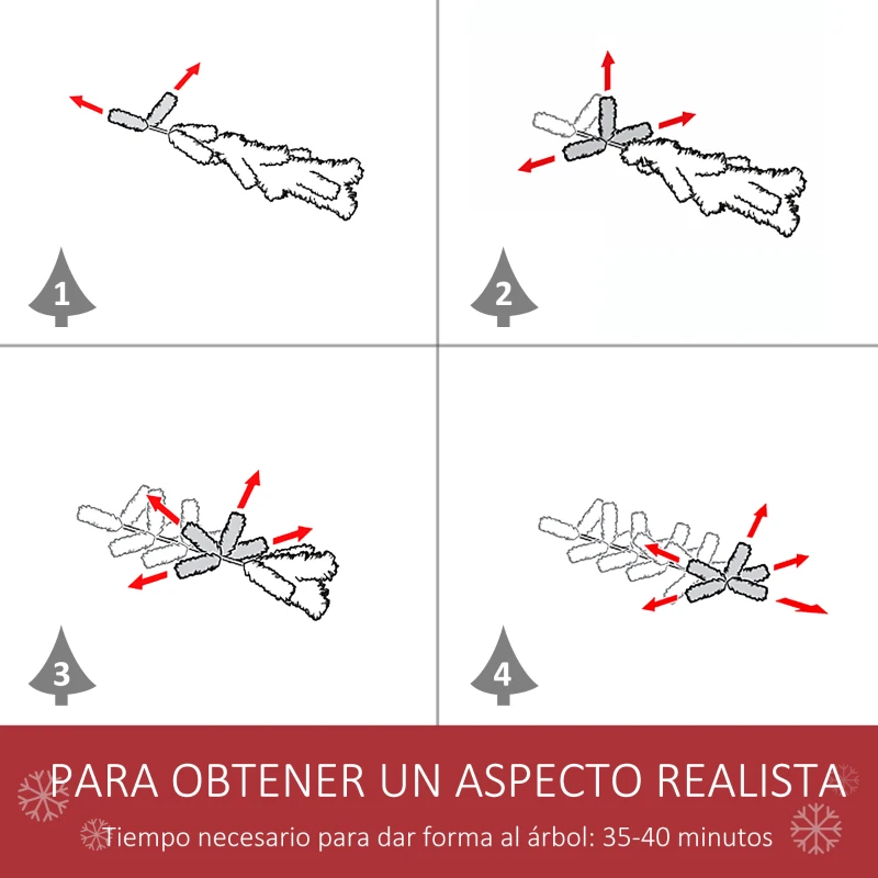 HOMCOM Árbol de Navidad Artificial 210 cm Ignífugo con 1064 Ramas con 2 Tipos de Puntas de PVC Base Plegable y Soporte de Acero Decoración Navideña de Interior Verde